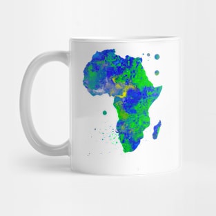 Africa Watercolor Map Painting - Green and Blue Mug